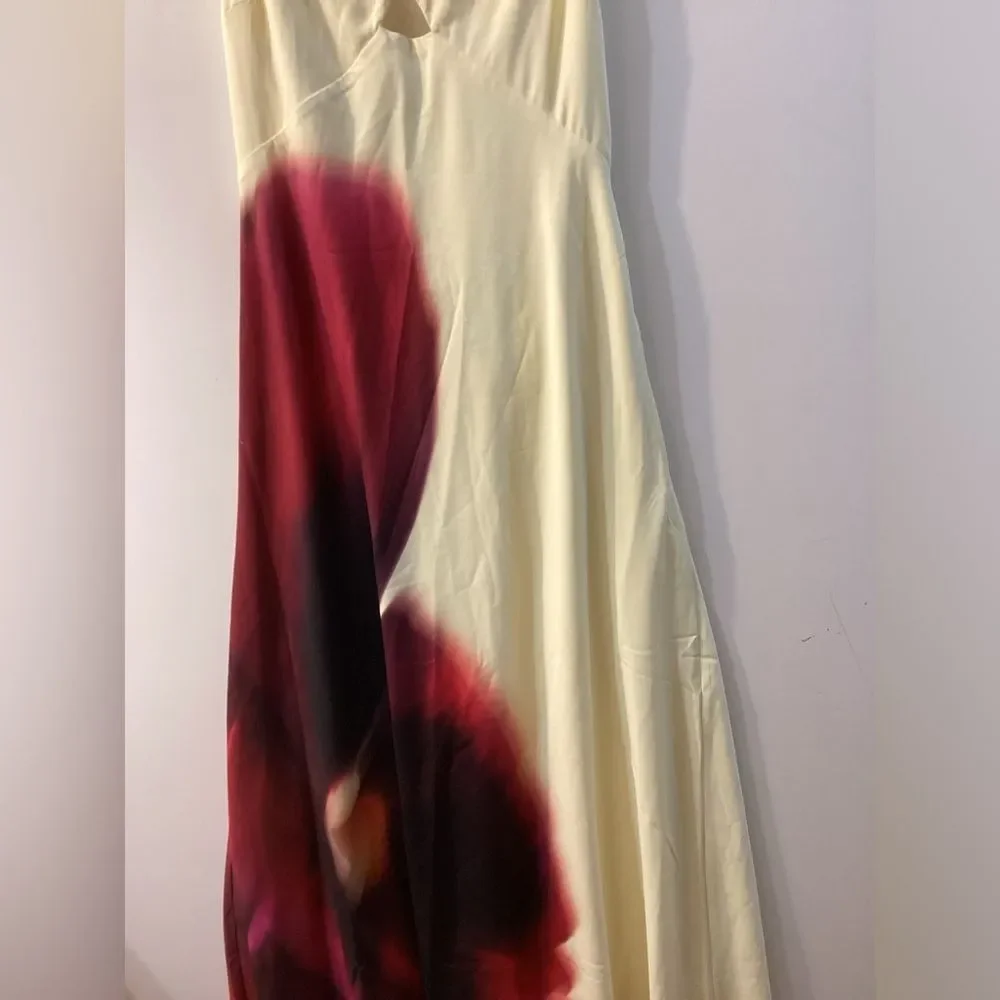 Abercrombie & Fitch Julia Slip Cutout Maxi Dress Sz L NWT Watercolor Print
